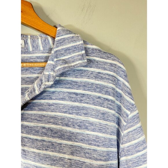 Peter Millar Gray White and Blue Stripped Golf Tee Shirt Polo Men’s Sz. XL - Picture 5 of 6